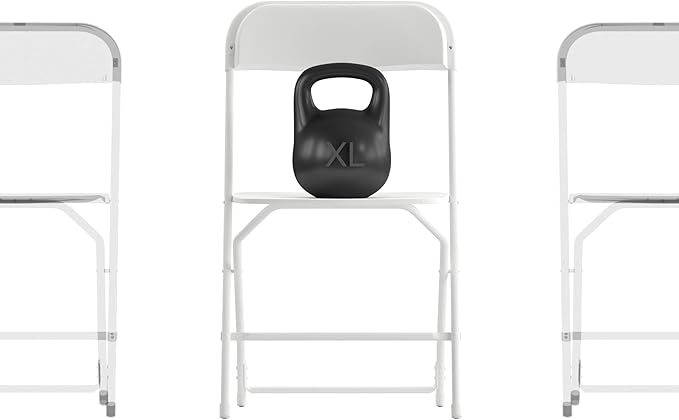 Flash Furniture Hercules Series Big & Tall Stackable Plastic Folding Chairs, Extra Wide Commercial Event Seats, Set of 4, White