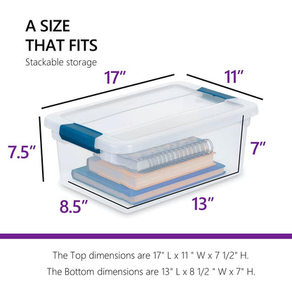 Tribello Clear Plastic Storage Bins with Lids Stackable Storage Bins (15 Quart)