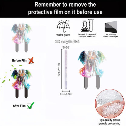YUEYINGMG Garden Decor, Acrylic 2D Stake, Pot Plants Garden Yard Lawn Outdoor Fairy Statue Ornaments, Fairy Garden Accessories Decoration (Style C)