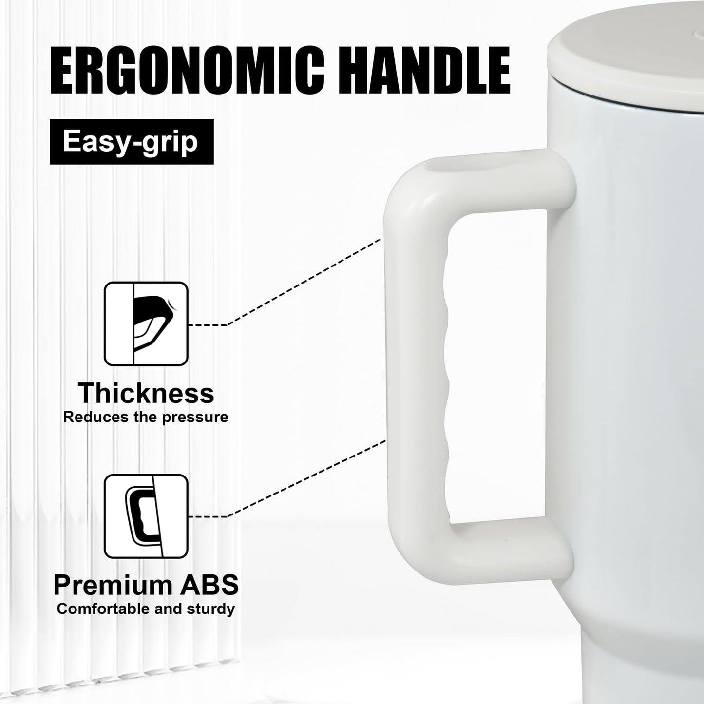 FECBK 40 oz Sublimation Tumbler with Handle and Straw Keeps Cold for 34 Hours Leakproof Stainless Steel Double Wall Vacuum Insulated Travel Mug Sublimation Blank Tumblers Bulk White 16 Pack