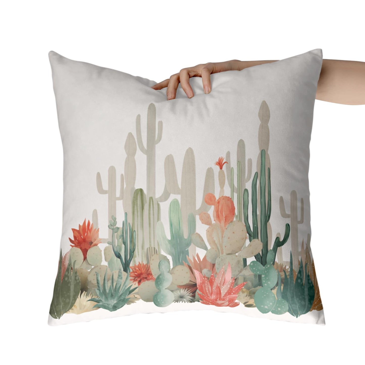 Wnoesat Cactus Throw Pillow Covers Tropical Plants Cactus Decorative Pillow Cases 18x18 Set of 2 Desert Green Succulent Prickly Pear Pillowcase Summer Outdoor Cushion Cover for Home Couch Sofa