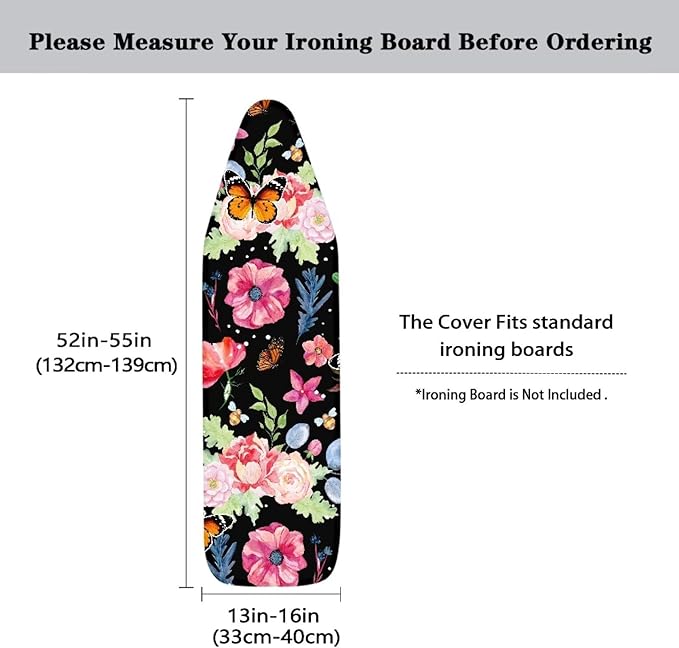 Retro Butterfly Floral Ironing Board Cover Standard Ironing Board Cover