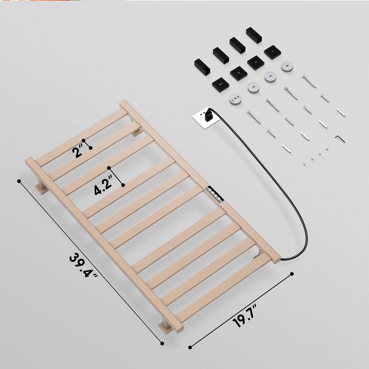 Towel Warmer,Stainless Steel Towel Warmer Rack for Bathroom -10 Bars Wall Mounted Towel Heater with Intelligent Touch Screen Timer, Hard Wired/Plug-in, Black