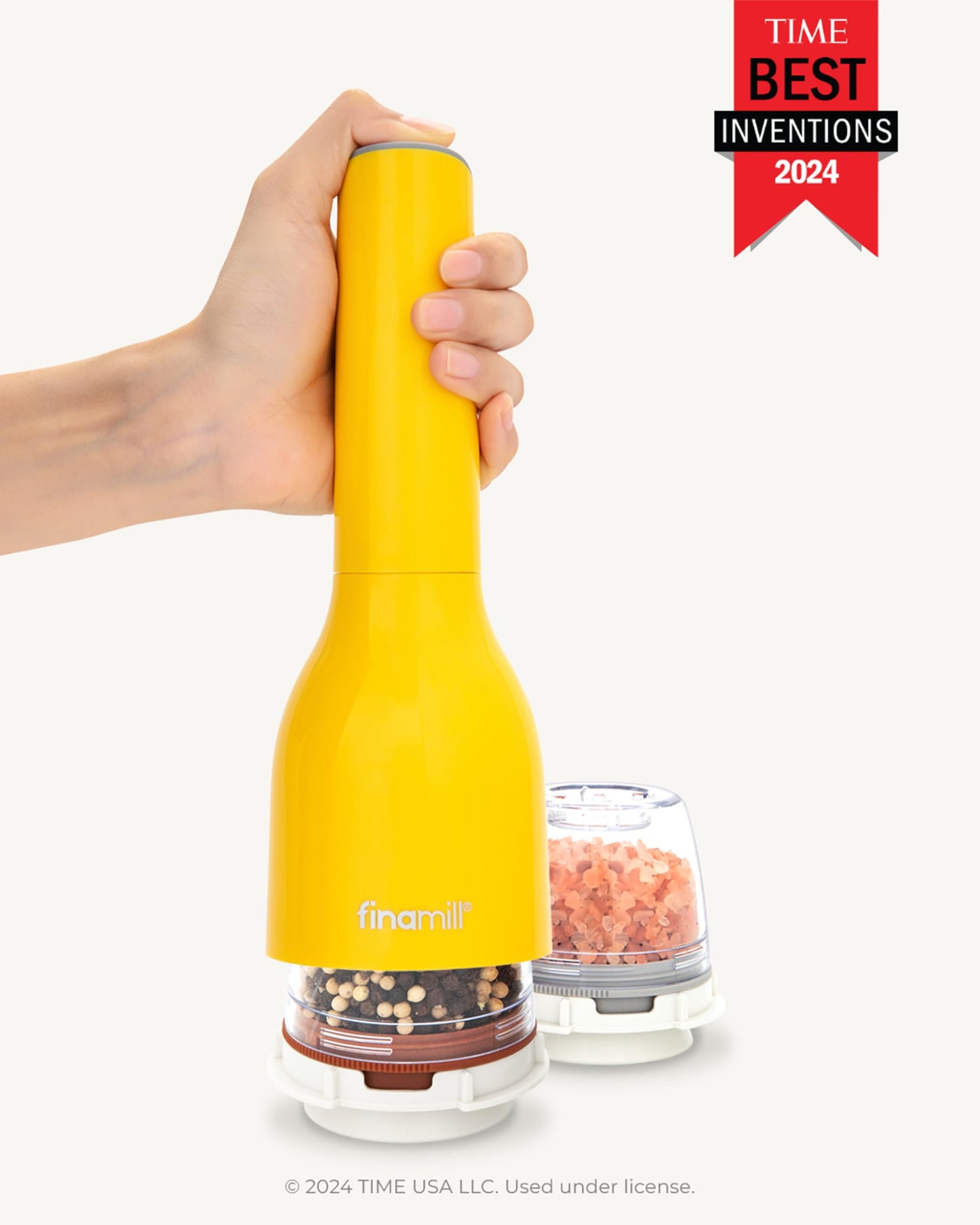 FinaMill Classic Battery Spice Mill – Battery Operated Salt and Pepper Grinder Set, Includes 2 Interchangeable Spice Pods, Adjustable Coarseness, LED Light, Home and Kitchen Gift Set for Father's Day