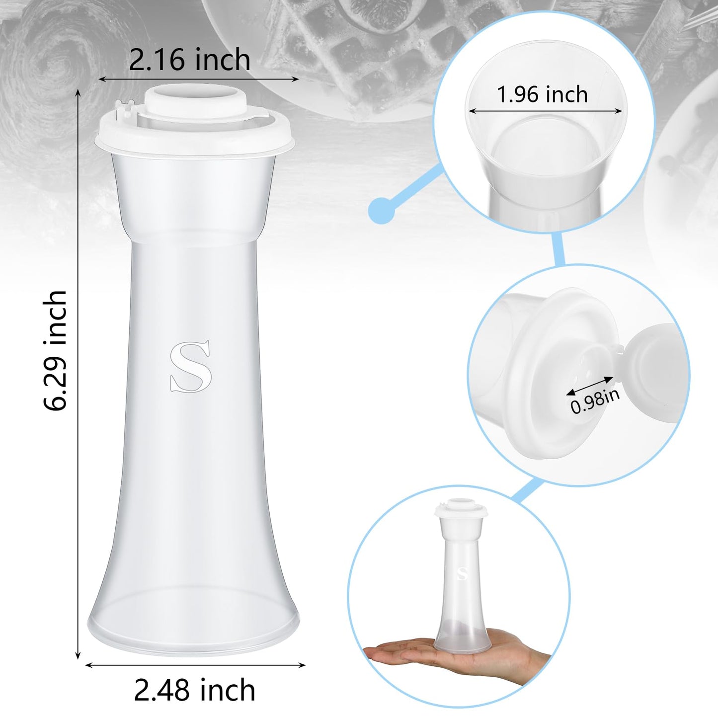Set of 2 Plastic Salt and Pepper Shakers with Lids Large Salt Shaker Pepper Container Vintage Tall Hourglass Camping Picnic Outdoors Travel Spice Set for Home Picnic Kitchen(Classic,Black White)