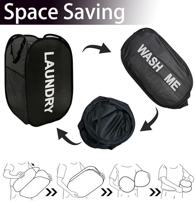 Collapsible Mesh Pop Up Laundry Hamper 2Pack Foldable Laundry Basket