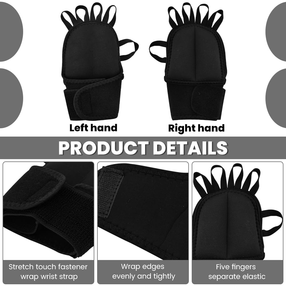 Parthan 1 Pair Weighted Gloves Adjustable Hand Stability Aid with Elastic Finger Rings for Tremors People Daily Writing Exercising Eating Doing Housework Improved Hand Wrist Mobility(Color:Black)