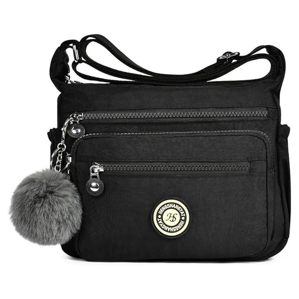 Aucuu Women's Multi-Pocket Casual Crossbody Bag, Multifunctional Travel Bag with Adjustable Shoulder Strap, Nylon Lightweight and Waterproof, for Shopping, Hiking, Everyday Use