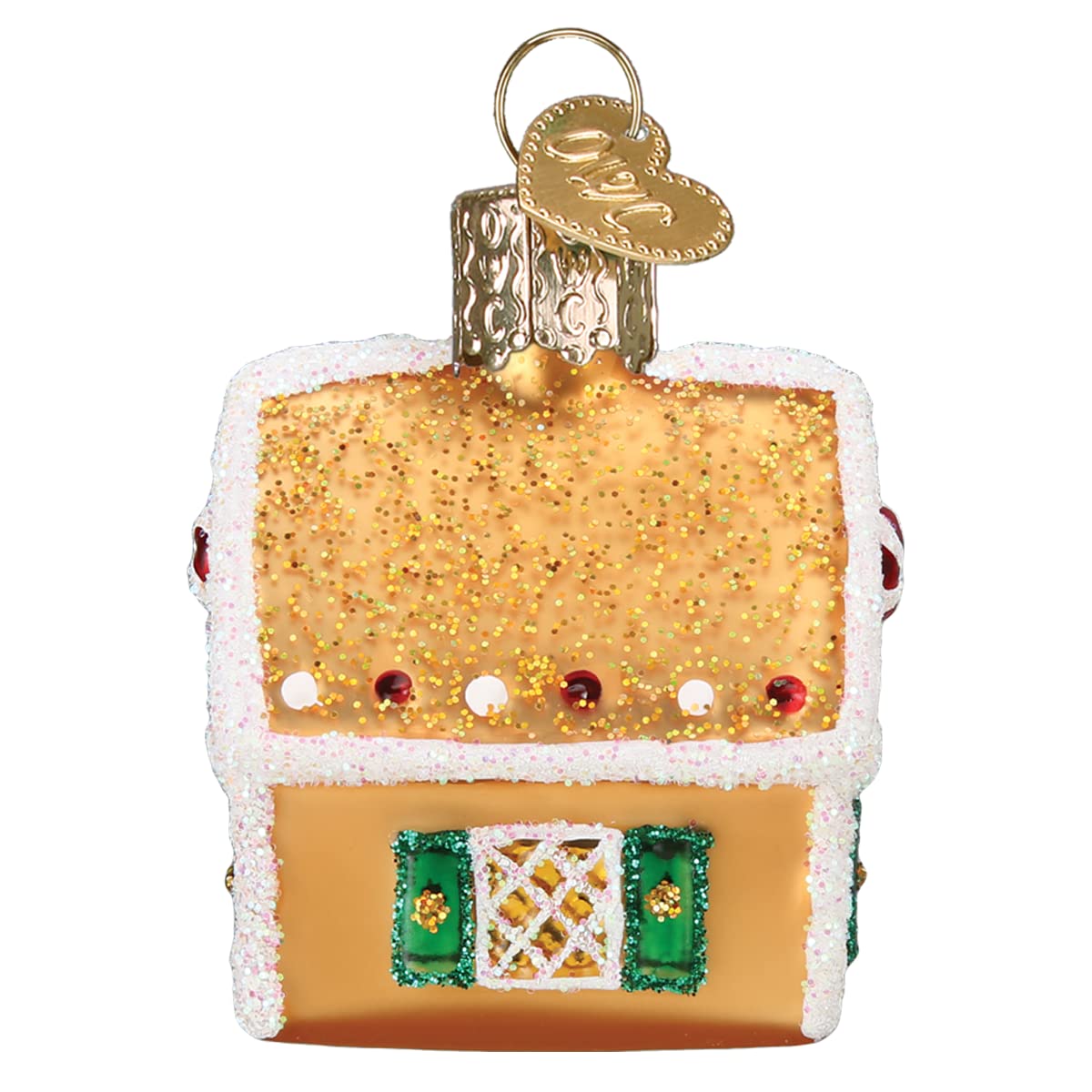 Old World Christmas Gumdrops Mini Gingerbread House Glass Blown Ornament for Christmas Tree, Handcrafted Holiday Decoration, Gingerbread Collection
