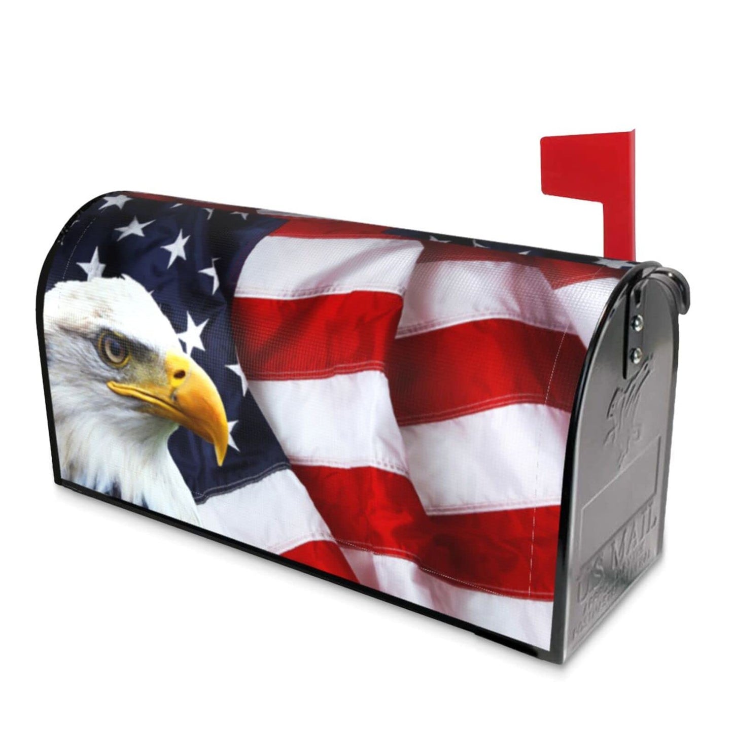 American Flag Bald Eagle Mailbox Cover - Standard Size 18x21 Inch Patriotic Waterproof Wraps for Post Letter Box - Home Garden Yard Decor