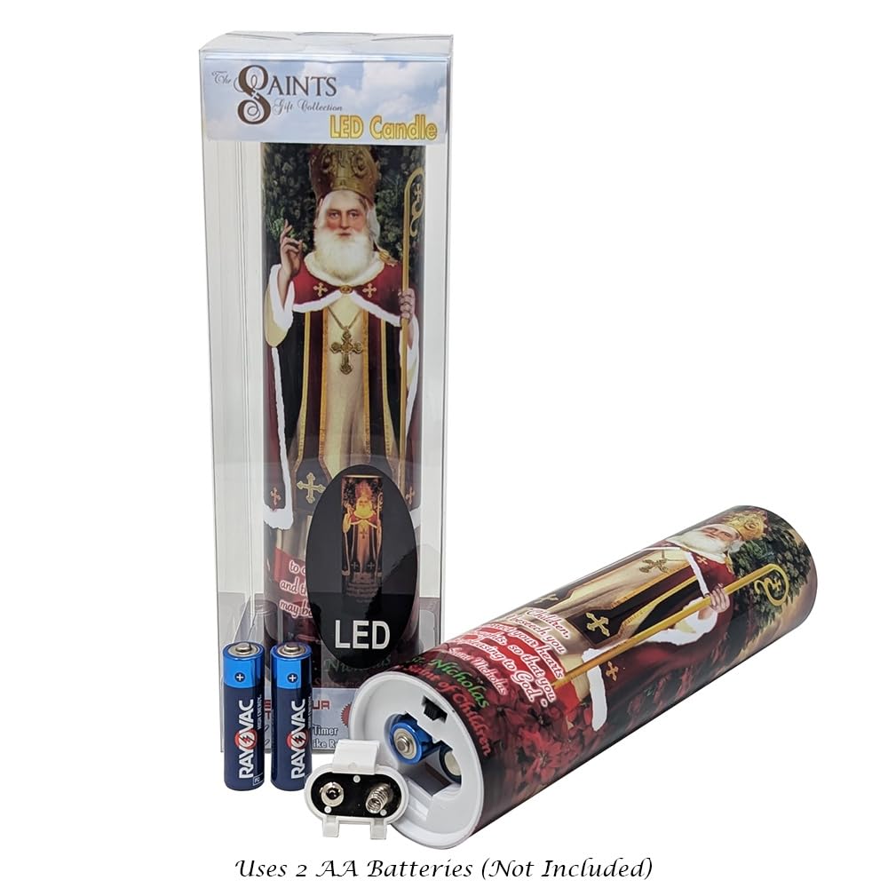 St Nicholas, LED Flameless Devotional Prayer Candle, THE SAINTS COLLECTION
