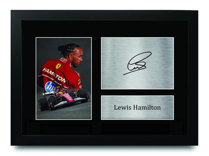 HWC Trading Lewis Hamilton Ferrari Gifts Printed Signed Autograph Picture for F1 Formula 1 Racing Fans - A4 Framed