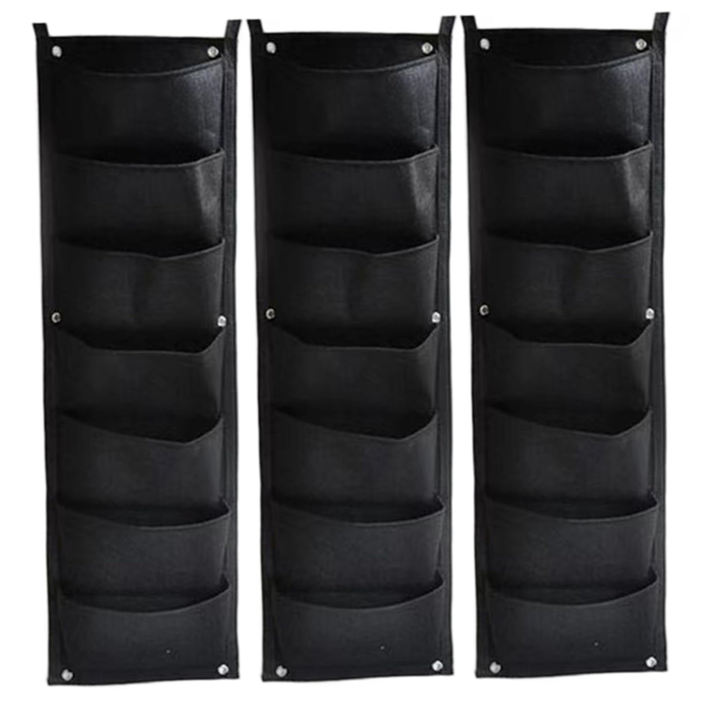 Bonalake Vertical Garden Planter, 3 Pack Felt Wall Hanging Planter with 7 Pockets, Breathable Fabric Vertical Gardenr for Indoor Outdoor Wall Decor, Black, 12x39in
