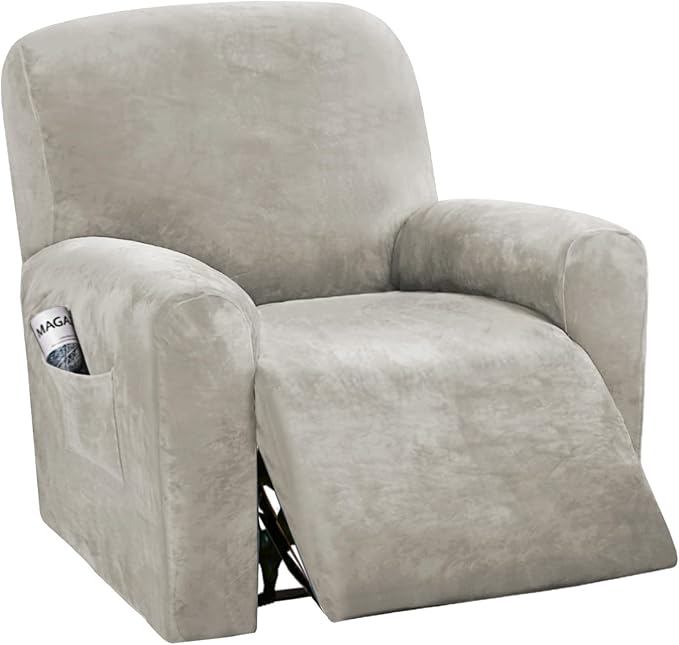 H.VERSAILTEX 4-Pieces Recliner Chair Covers Velvet Stretch Reclining Couch