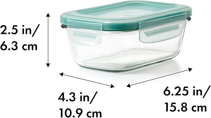 OXO Good Grips 1.6 Cup Smart Seal Leakproof Glass Rectangle Airtight Food