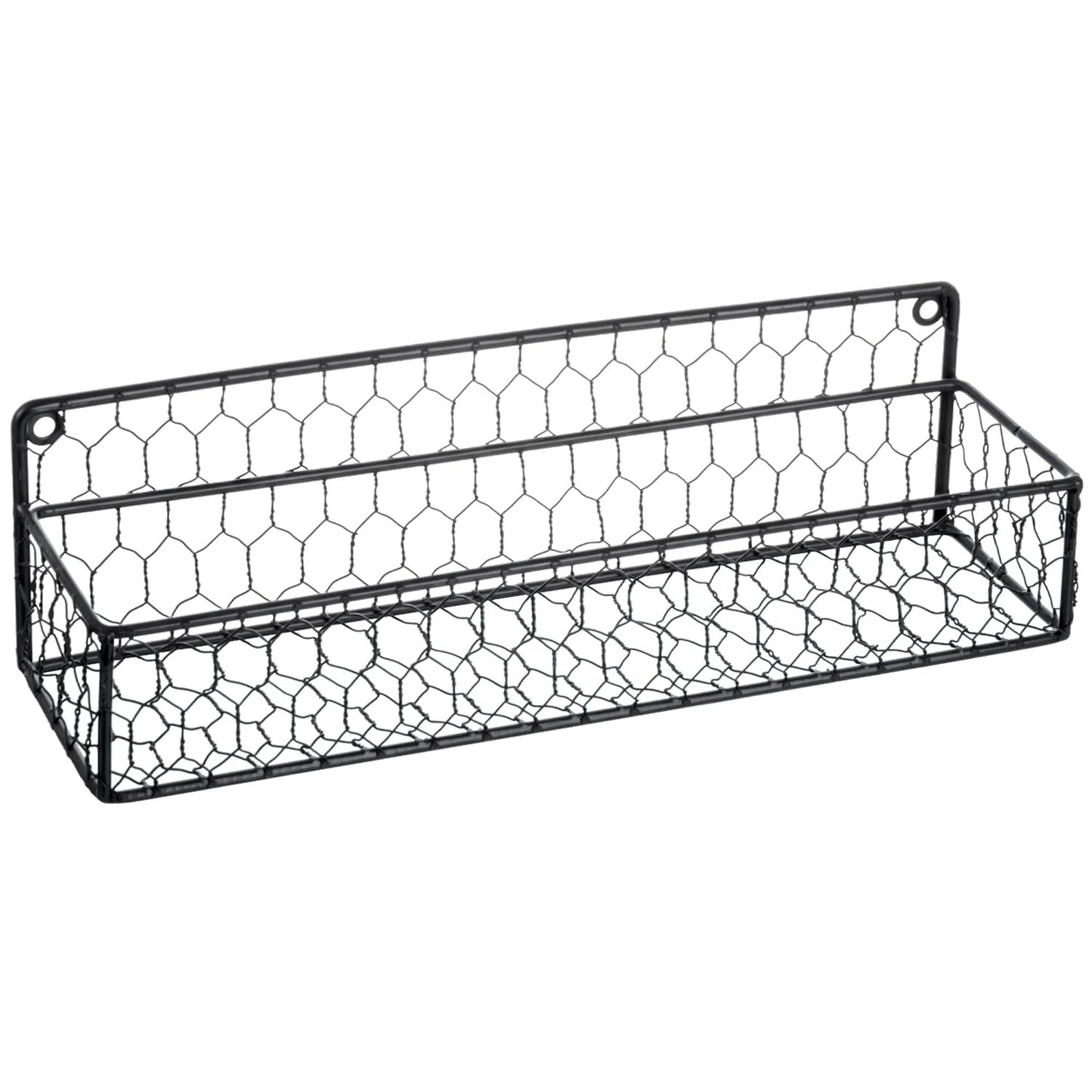 MyGift 2 Pcs Spice Rack Wall Mount, Small Seasoning Shelf Organizer, 12-Inch Over the Stove Hanging Kitchen Condiment Basket Storage Display, Black Wire