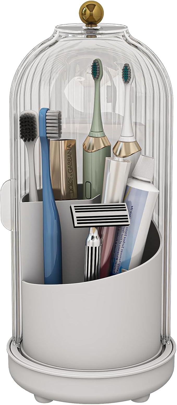 Toothbrush Holders with Cover, Drainage Rotating Electric Toothbrush Organizer