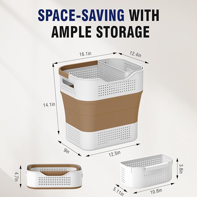 TECHMILLY Collapsible Plastic Laundry Basket Hamper
