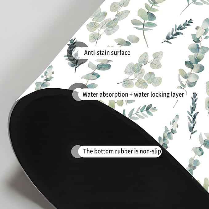 Absorbent Splash Guard Mat for Kitchen Sink, 15×5.5 Inch Cute Fast Drying Drip