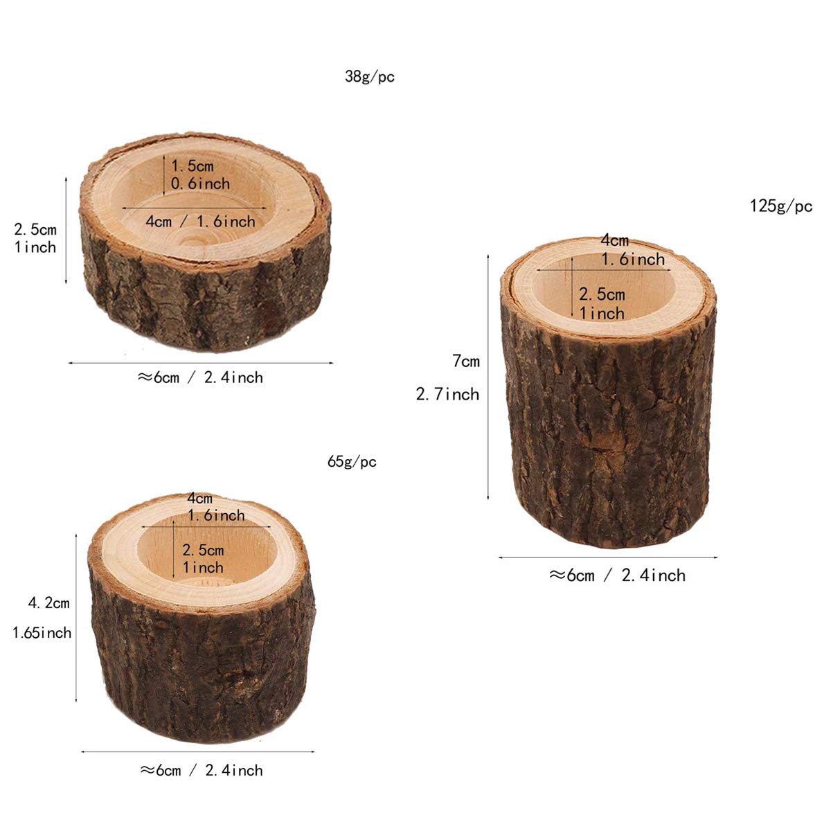 Tesytto Wooden Tea Light Candle Holders Set of 6, Personalized Natural Wooden Votive Tealight Holder for Rustic Centerpieces for Table, Great for Home, Wedding Various Festivals Decoration