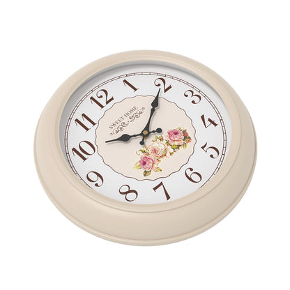 Abdurey Sweet French Rose Style Wall Clock, Battery Operated Silent, Creamy White Decorative Wall Clocks for Living Room, Farmhouse, Bedroom, Bathroom, Dining Room 11.5"
