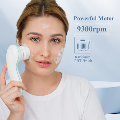 TOUCHBeauty Facial Cleansing Brush Electric, Face Cleansing Brush with Stand, 3 Brush Heads, 2 Speeds, IPX5 Waterproof, Battery-Powered, Suitable for All Skin Types, TB-0759D