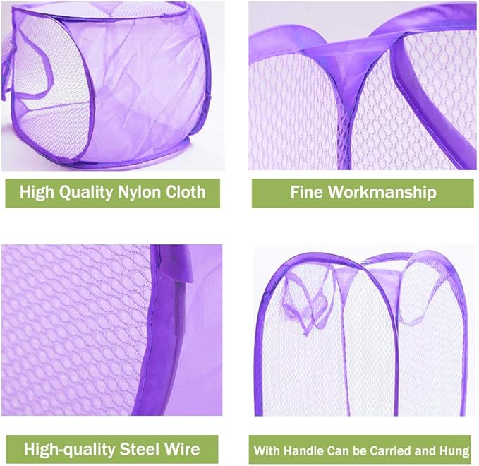 RZJZGZ Foldable Pop-Up Mesh Laundry Hamper