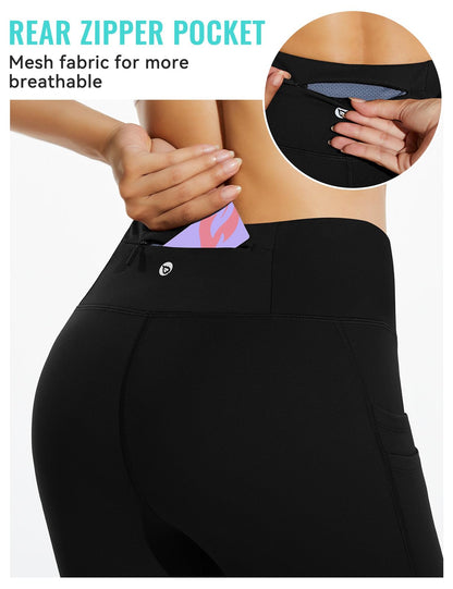 baleaf Women's Fleece Lined Leggings Thermal Water Resistant Legging High Waisted Winter Running Hiking Sports Trousers with Pockets Black M