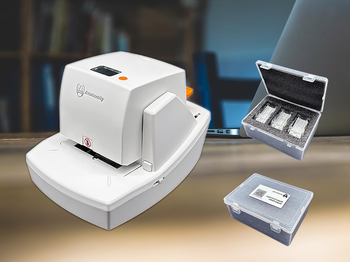 Avanternity's Pro-60E Heavy Duty Auto Electric Stapler (Value Kit + Extra 1 Staple Cartridge Pack) - Secured 60 Sheet Capacity, Includes 35,000 Staples