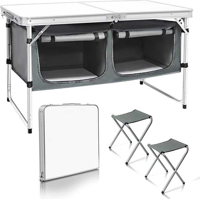 CampLand Outdoor Folding Table Aluminum Lightweight Height Adjustable