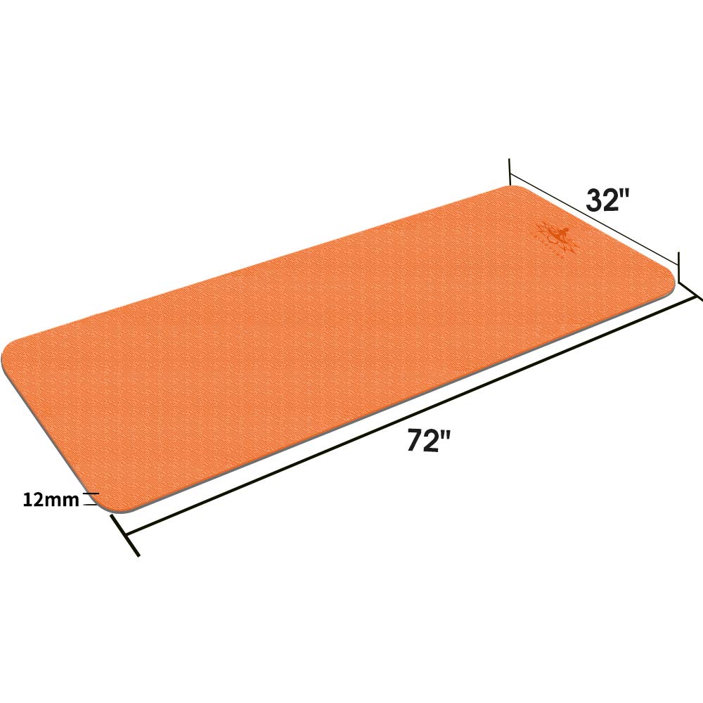 Hatha Yoga Extra Thick TPE Yoga Mat - 72"x 32" Thickness 1/2 Inch -Eco Friendly SGS Certified - With High Density Anti-Tear Exercise Bolster For Home Gym Travel & Floor Outside