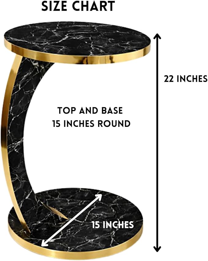 Luxury C Shaped Golden Effect Side Table