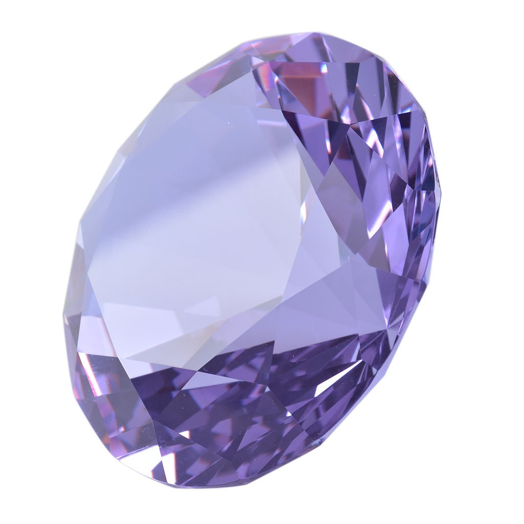 LONGWIN 50mm (2") Crystal Faceted Diamond Paperweight Wedding Favor Home Decor (Purple, 50mm)