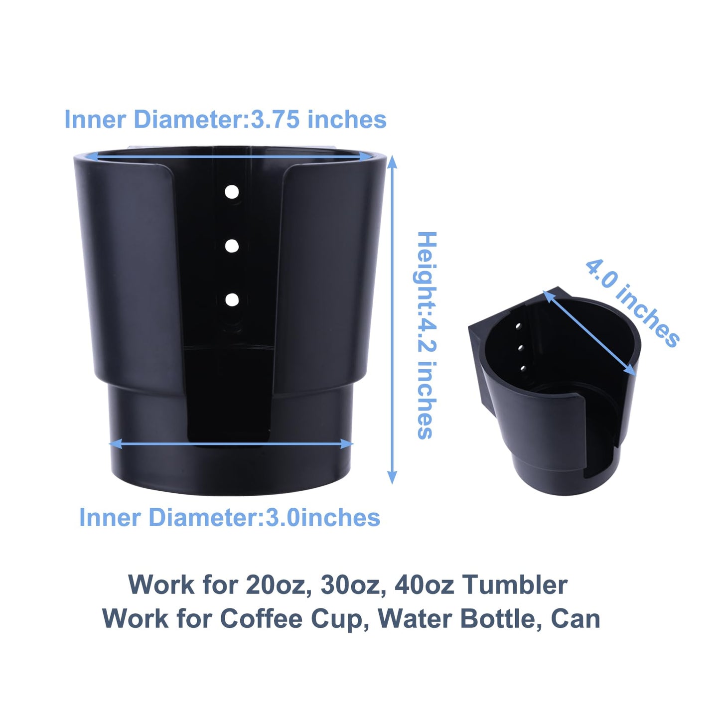 Universal Magnetic Cup Holder, Heavy Duty Plastic Drink Holder, Magnet Cup Holder for Bus Tractor Van RV, Vertical or Horizontal Mount, Fits Most Cup, Bottles, Cans, Tumblers, Black Pack of 1