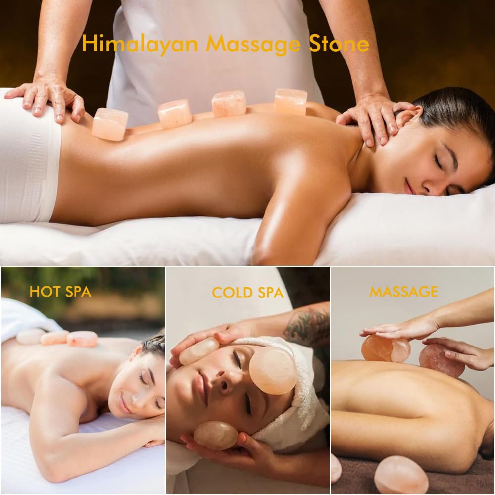 Windfulogo 6Pc Hot Massage Stones Set Himalayan Salt Heated Warmer Stone for Spa Massage