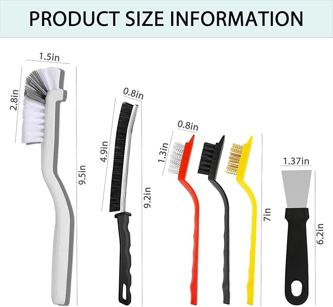 Crevice Cleaning Brush Set, Tight Spaces & More