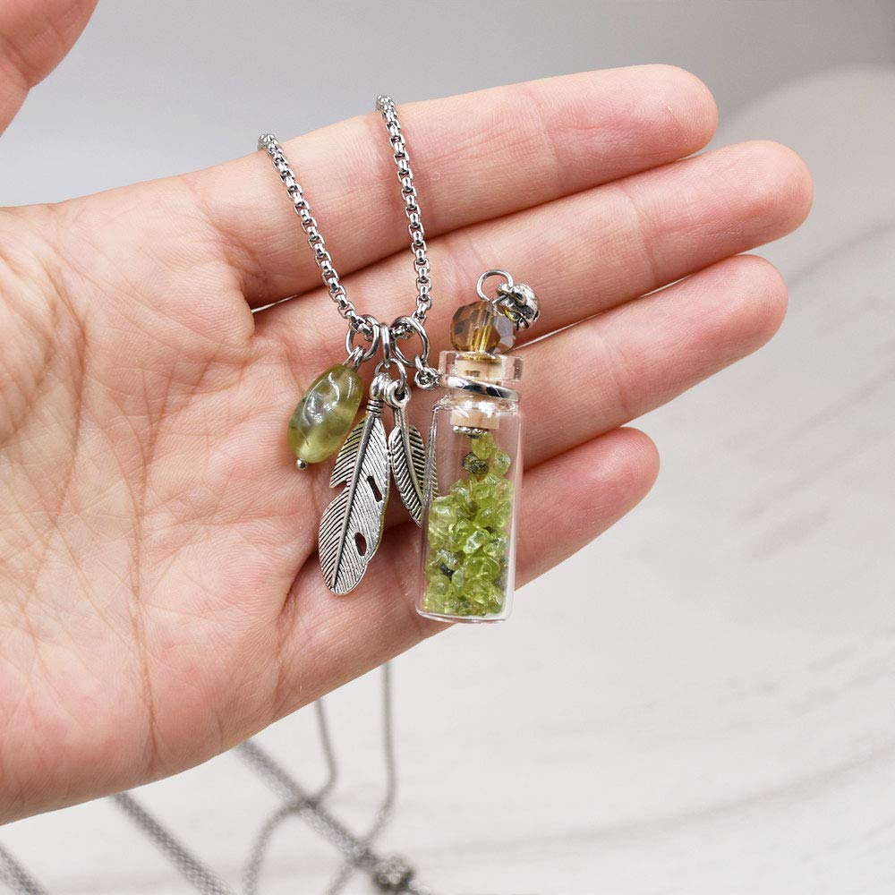 CoolDIY Aromatherapy Essential Oil Diffuser Necklace Locket Pendant Stainless Steel Perfume Necklace Crystal stone Glass vial Necklace (Transparent)