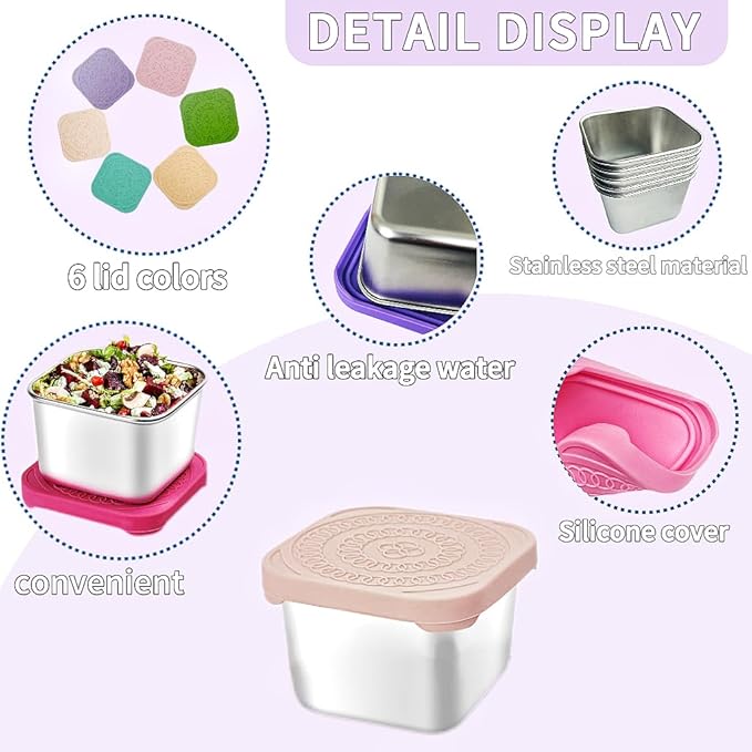 6Pack Stainless Steel Snack Containers