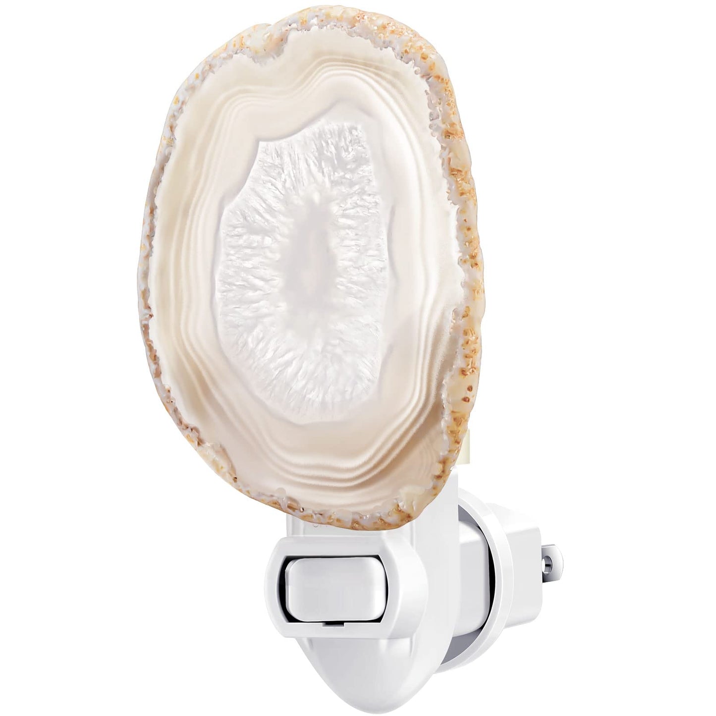 Hortsun Stone Nightlight Plug into Wall Christmas Agate Night Light Agate Slice Light Crystal with Switch Home Decor Hallway Lights, Nightlight for Toilet Kitchen Bedroom(Beige)
