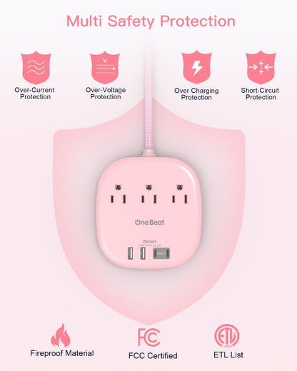 Flat Plug Power Strip, 6ft Ultra Flat Extension Cord - 3 Outlets 4 USB Ports (2 USB C) 22.5W/4.5A Desktop Charging Station, Power Strip No Surge Protection for Cruise Ship, Dorm Room Travel Essentials