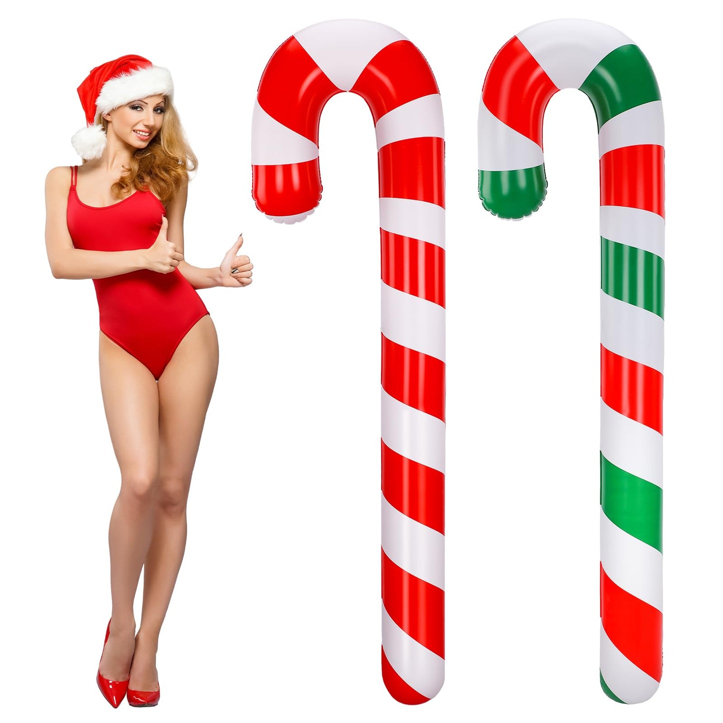 Rotatingpals 2 Pcs 74 Inch Inflatable Christmas Decorations Blow up Candy Cane Ornaments Jumbo Candy Cane Christmas Inflatables for Xmas Holiday Yard Lawn Patio Garden Indoor Outdoor Decor Gifts