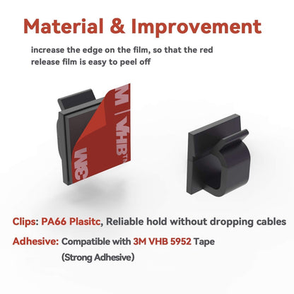 Yocice Cable Clips 40pcs with Strong Adhesive Tapes,Wire Holder Organizer Cord Management for Car, Office and Home (Black- CC05(40PCS))