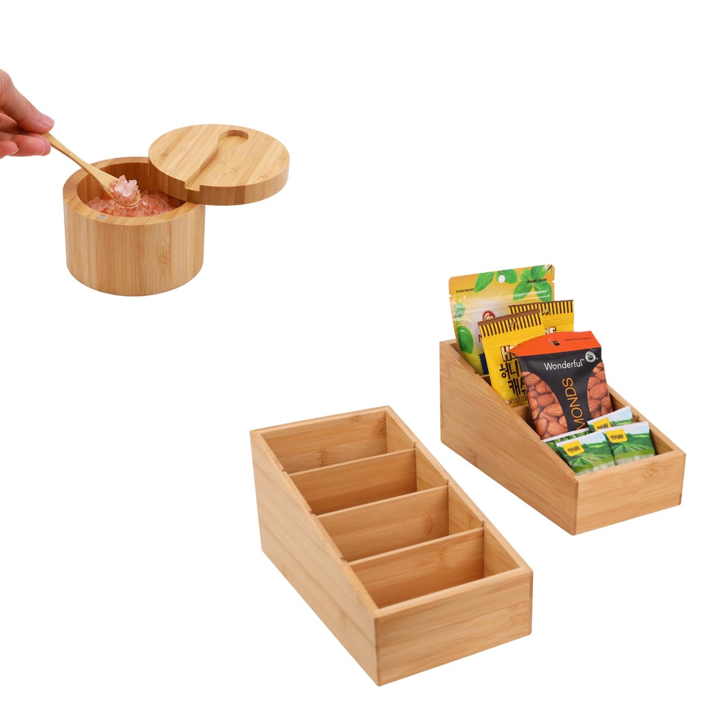 HTB Bamboo Salt Cellar & Snack Organizer