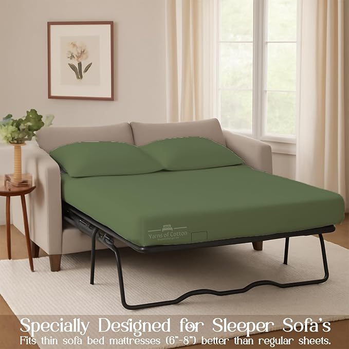 Sleeper Sofa Bed Sheet, 100% Cotton 400 Thread Count, 4 Piece Set, Deep Pocket