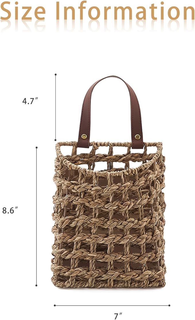 Wall Hanging Basket Decorative Boho Mounted Organizer Dried Flower Plants Front