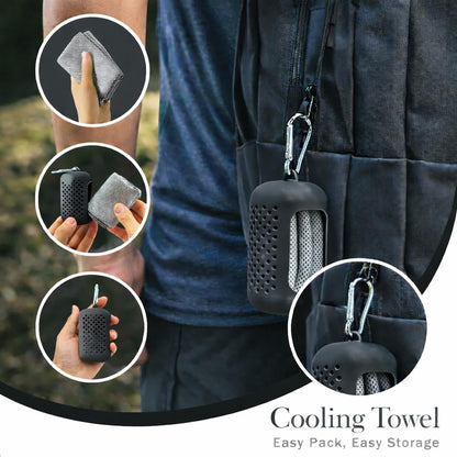 Cooling Towel with Clip Case – Quick-Dry Neck Wrap for Sports, Beach Tote Bags, Gym, Travel & Outdoor Heat