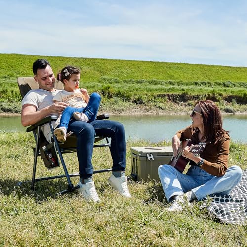 TIMBER RIDGE Foldable Padded Rocking Chair for Outdoor, High Back and Heavy Duty, Portable for Camping, Patio, Lawn, Garden, Yard or Balcony, Supports 300lbs (Brown)