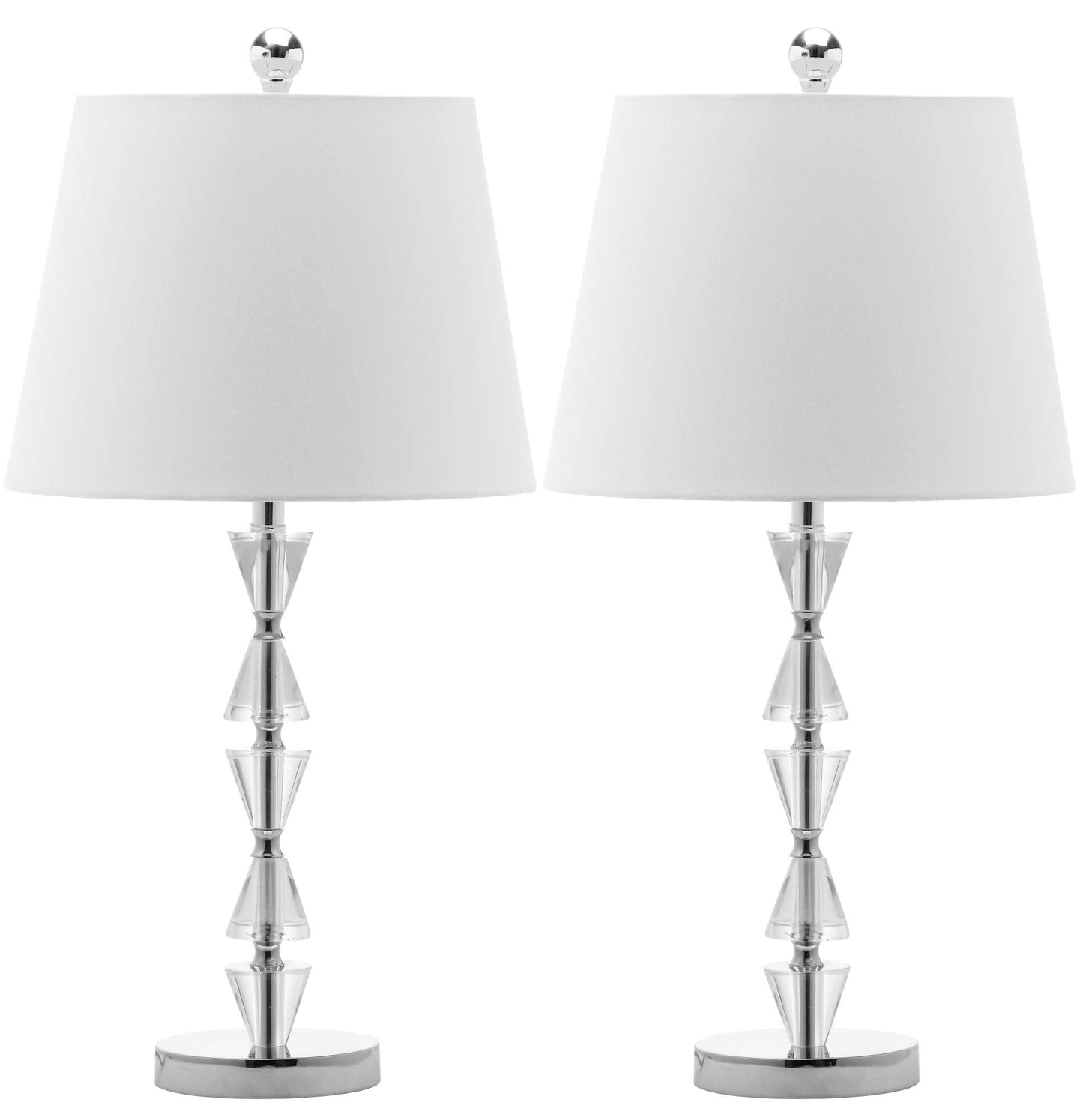 SAFAVIEH Lighting Collection Deco Prisms Modern Glam Crystal 21-inch Bedroom Living Room Home Office Desk Nightstand Table Lamp Set of 2 (LED Bulbs Included)