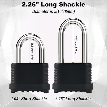 4 Digit Heavy Duty Combination Lock - 105mm Long Shackle Weatherproof Combination Padlock, Outdoor Combo Lock for Storage Units, Gym Lockers, Fence Gates & Shed Doors - Black (2pcs, Long Shackle)