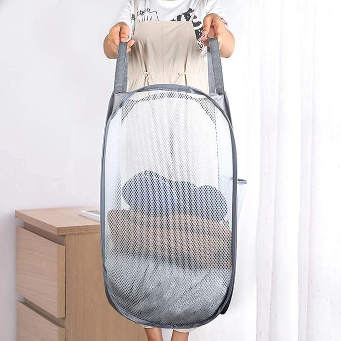 2 Pack Mesh Laundry Hampers, Pop Up Laundry Baskets, Collapsible Clothes